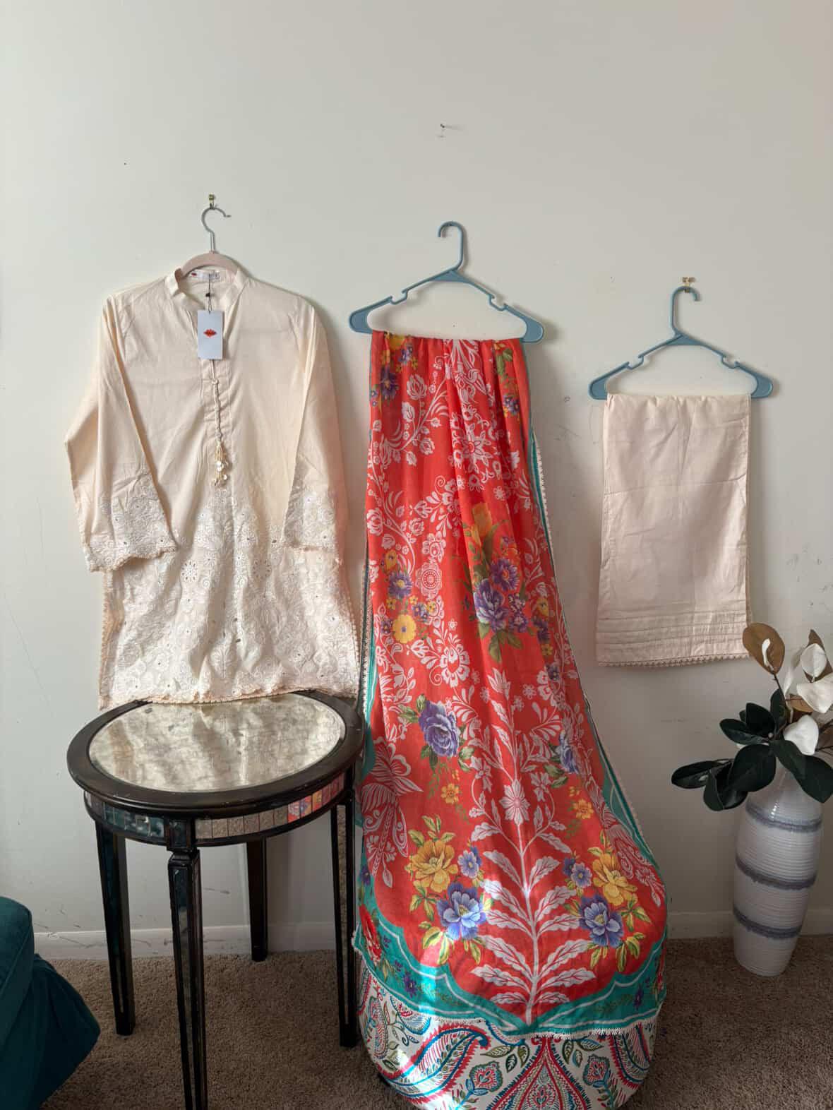 Khaadi 3pc Embroided lawn Outfit